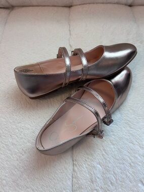 Jessica Simpson Metallic Rose Gold Double-Strap Mary Janes